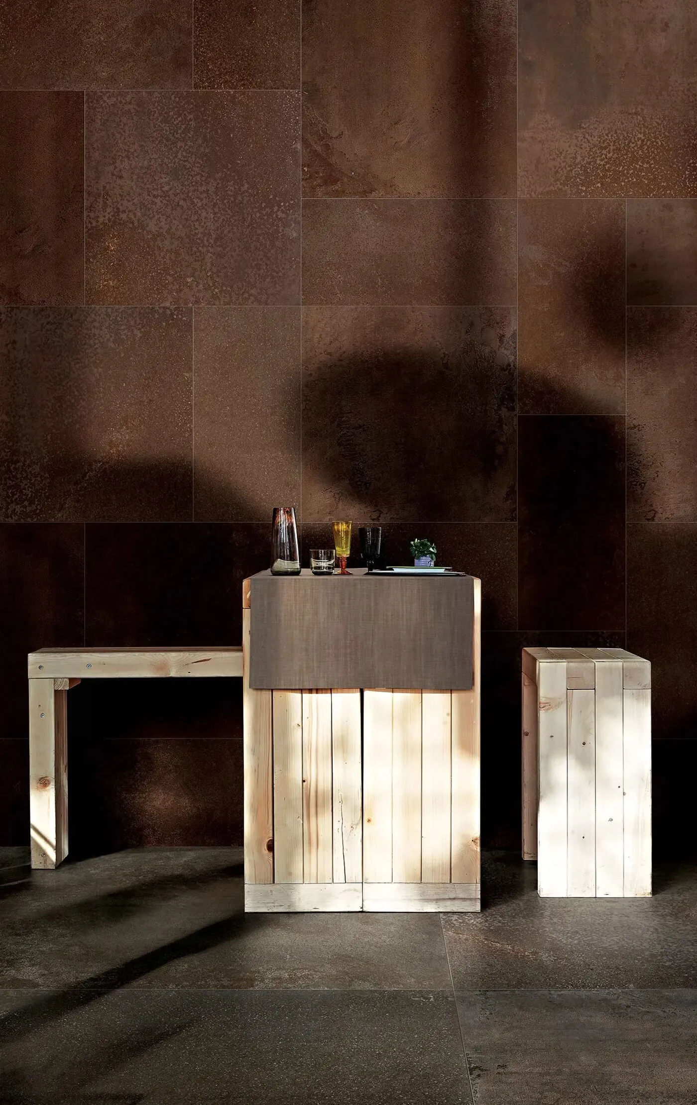 Flooring/cladding in metal-effect porcelain stoneware FLOWTECH by Florim Ceramiche